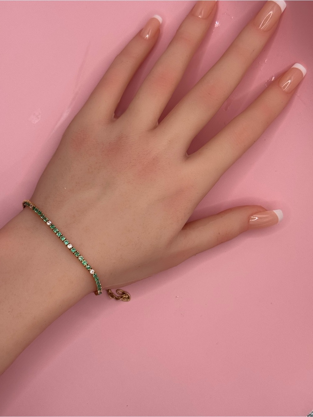 Le Vian 14K Yellow Gold Emerald White Sapphire Tennis Bracelet 4g